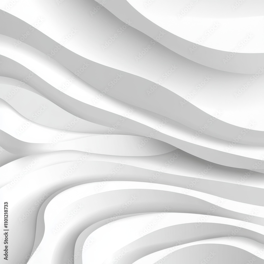 Obraz premium Abstract white waves create a sense of depth and movement in a modern design.