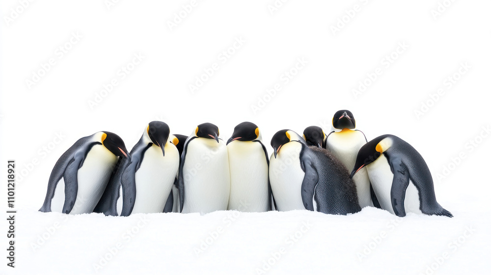 Obraz premium A Group of Emperor Penguins Huddled Together for Warmth
