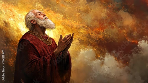 Isaiah, the prophet, proclaiming the coming of the Messiah and calling for repentance. A visionary of divine prophecy and hope. Copy space for faith and spiritual vision.