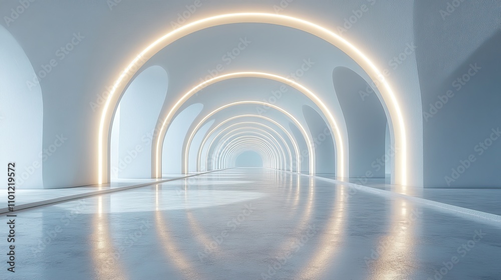 Obraz premium empty white tunnel with 360 degree seamless panoramic view rendering