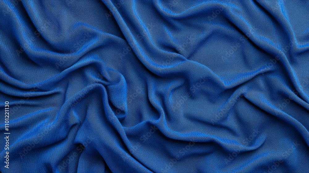 Fototapeta premium Blue textured background, blue fabric material with a small dot pattern, suitable for a sports jersey or football shirt. Close-up of a royal blue color cloth backdrop