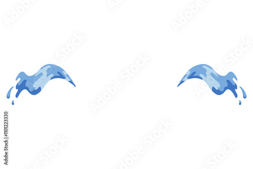 Cartoon tear drops icon. Sorrow cry streams, tear blob. Crying fluid, falling blue water drops. Isolated vector for sorrowful character weeping expression. Wet grief droplets