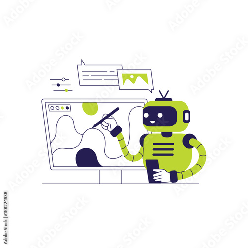 Illustration of AI-generated images and art with a text prompt