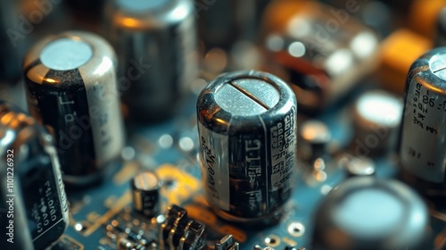 High voltage power capacitors in radio transmitters, designed to stabilize the power supply. The capacitor is encased in metal background wallpaper AI generated image photo