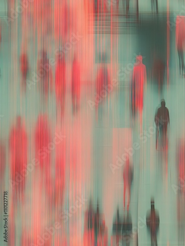 Abstract crowd with vibrant colored figures
