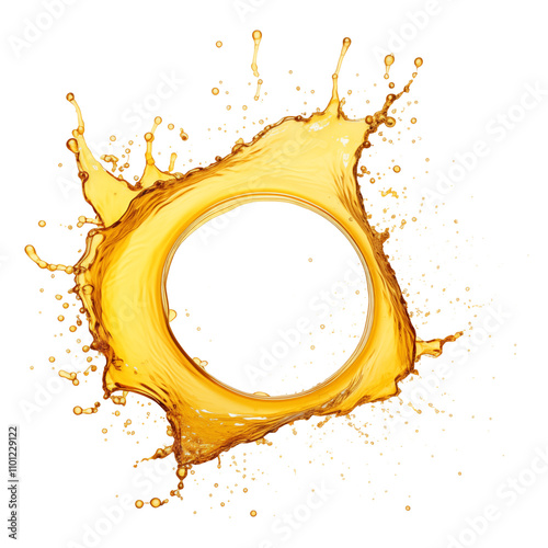 golden yellow wine splash isolated on transparent white background, clipping path
