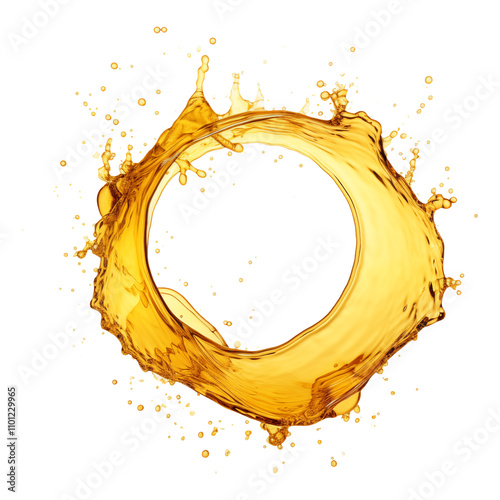 golden yellow wine splash isolated on transparent white background, clipping path
