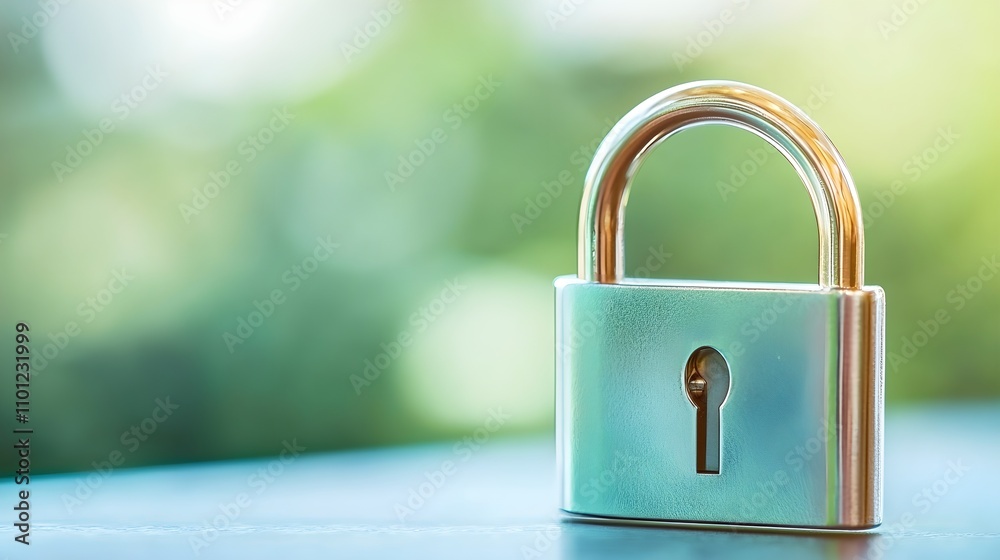 Fototapeta premium Padlock Security Concept Green Background