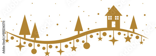 Minimalist flat vector illustration, decorative winter holiday clip art design