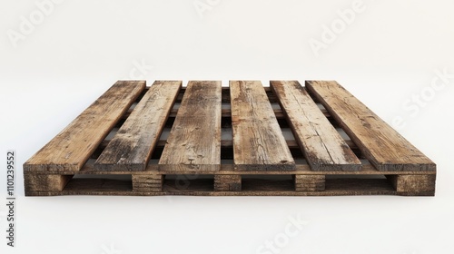 Weathered wooden pallet on white background.