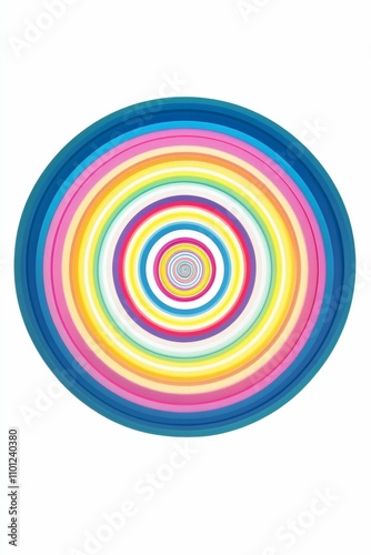 Colorful concentric circles, rainbow hues.