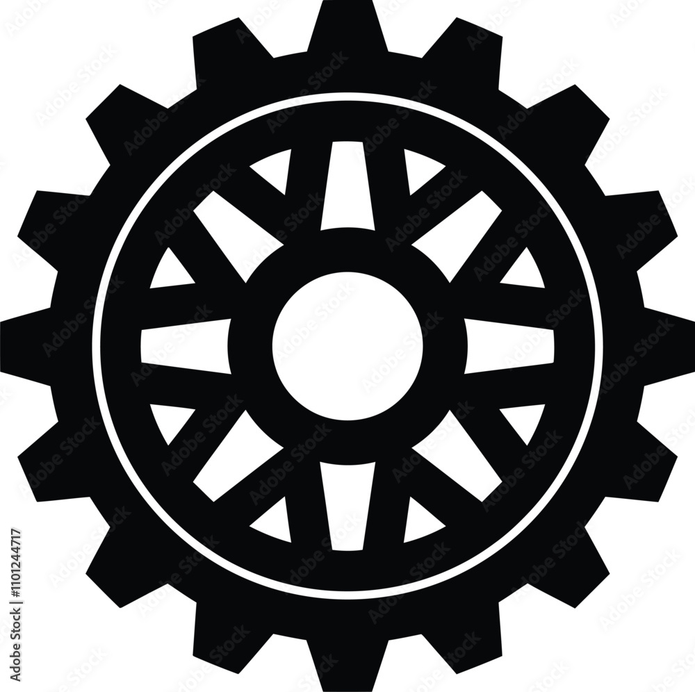 Obraz premium Black Gear Icon on White Background