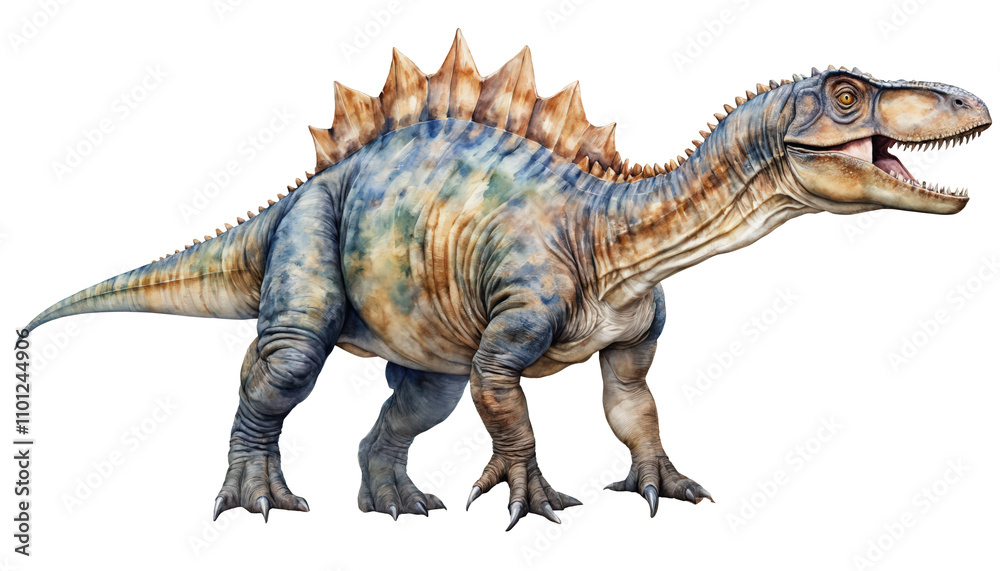 Fototapeta premium Watercolor painting of a dinosaur from the Cretaceous era isolated on white background.