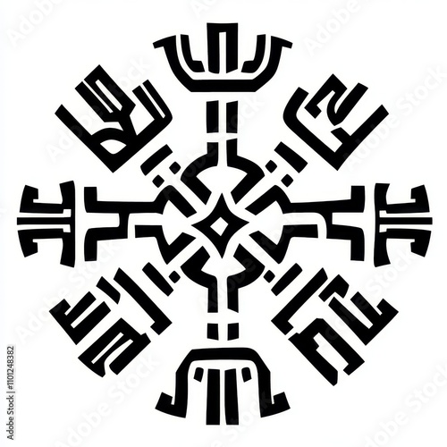 Vegvisir Viking compass line icon, clipart image on a white background photo