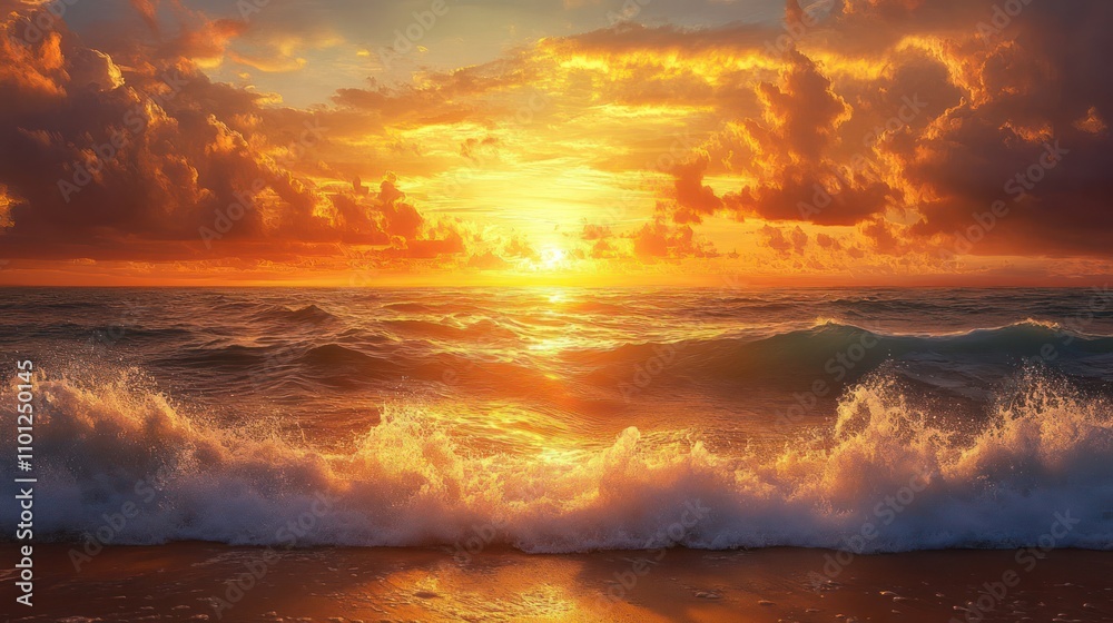 Golden Sunset Ocean Horizon Golden Sunset Ocean Horizon