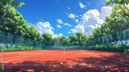 Sunny Day on a Tennis Court