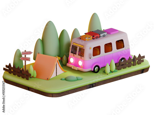 3d camper van illustration