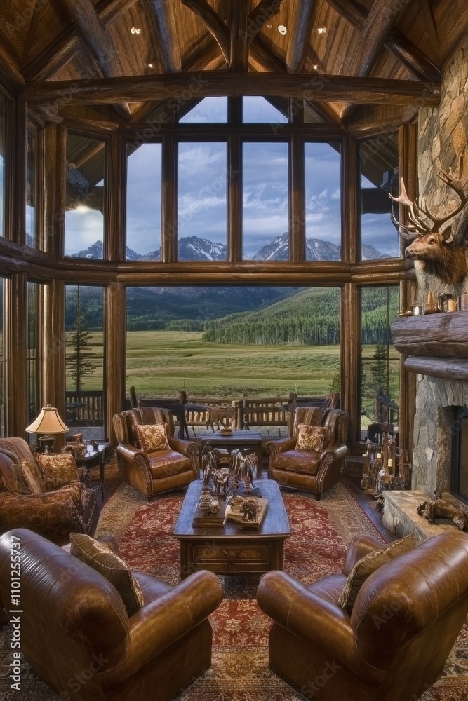 Fototapeta premium Cozy Mountain Retreat with Breathtaking Views