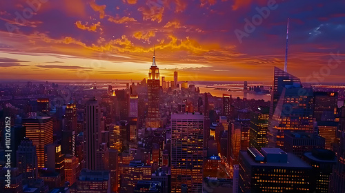 Cityscape Sunset Illustration