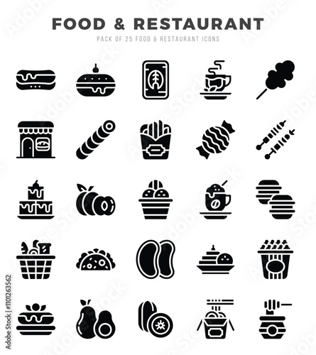 Set of Food and Restaurant icons. Vector Illustration.