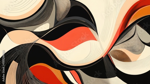 Abstract composition with elegant, flowing lines and luxurious colors, creating a unique and impressive artwork