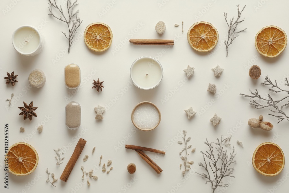 Winter Wellness Products Layout A flat lay of winter-themed picture Winter Wellness Products Layout A flat lay of winter-themed picture