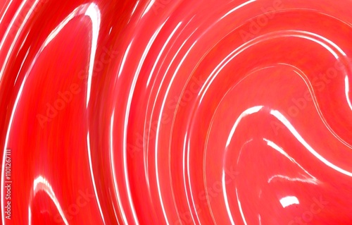 Vibrant Red Glossy Abstract Background with White Swirl Patterns and Dynamic Texture