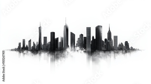 Wallpaper Mural Vector Illustration of City Skyline with Flat Design and Grayscale Palette Torontodigital.ca