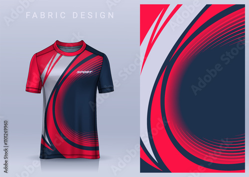 Fabric textile design for Sport t-shirt, Soccer jersey mockup for football club. uniform front view.	