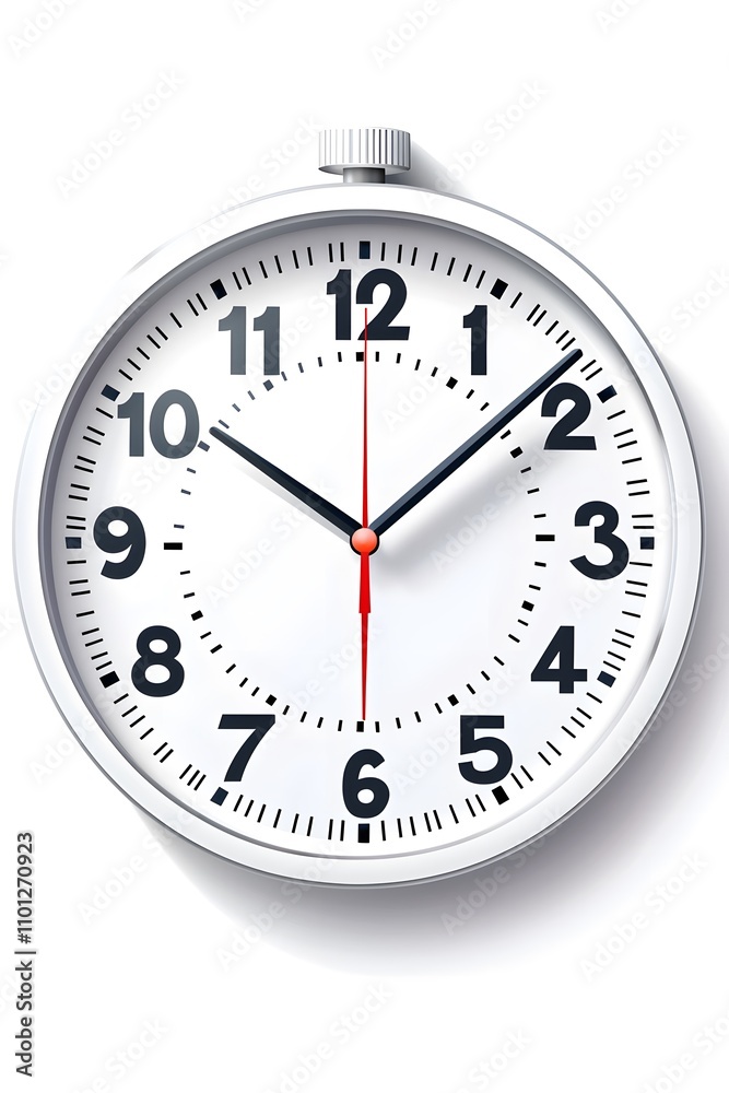 Modern White Wall Clock Showing Twelve O'Clock. Modern White Wall Clock Showing Twelve O'Clock.