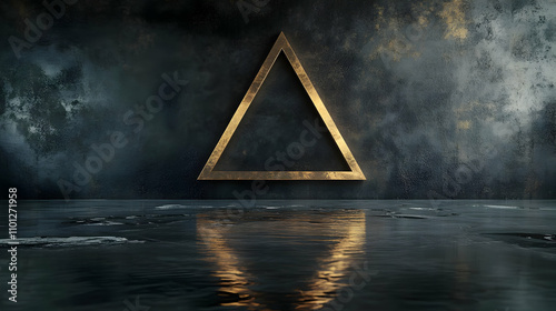 Dark Abstract Background with Golden Triangle