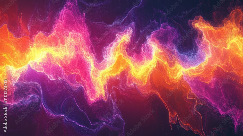 Fototapeta premium Abstract visualization of energy stocks represented as glowing rivers, warm neon hues, 