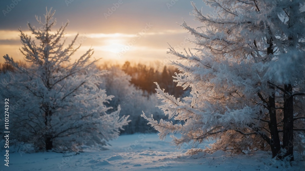 Bright winter scene with soft silver glow Bright winter scene with soft silver glow
