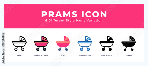 Prams icon symbol. logo illustration with different styles