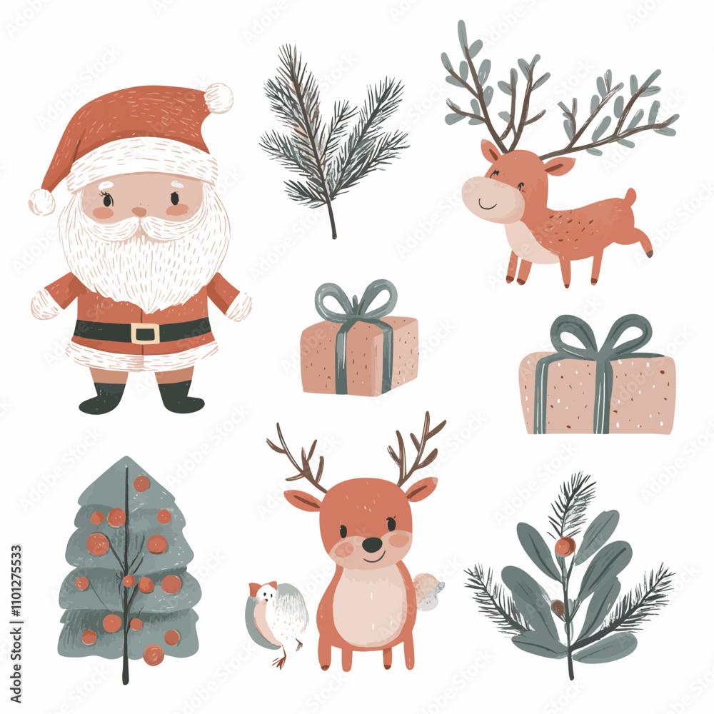 Fototapeta premium Christmas Ornament and Decorations Elements set Collection