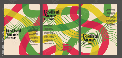 Warm Vintage Abstract Poster Series. set of vintage abstract style event poster template vector illustration
