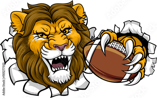 A lion American football sports team cartoon animal mascot