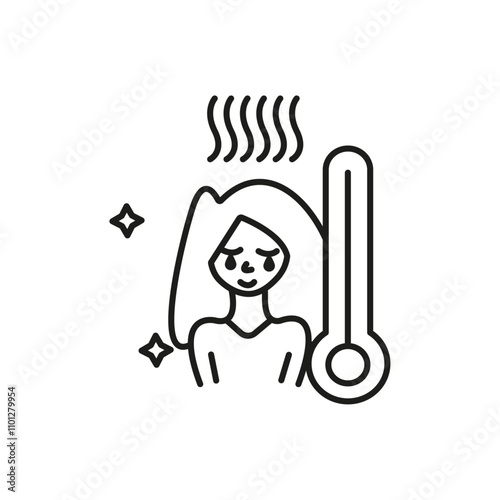 Cold human icon Simple thin line flat symbol