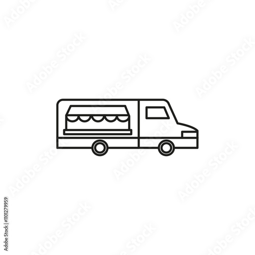 Coffee truck icon Simple thin line flat symbol