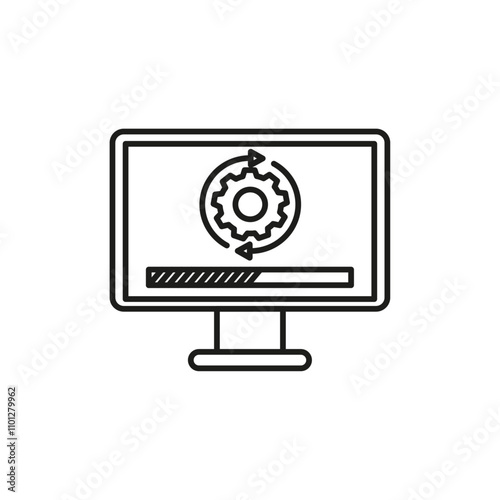 Computer system update icon Simple thin line flat symbol