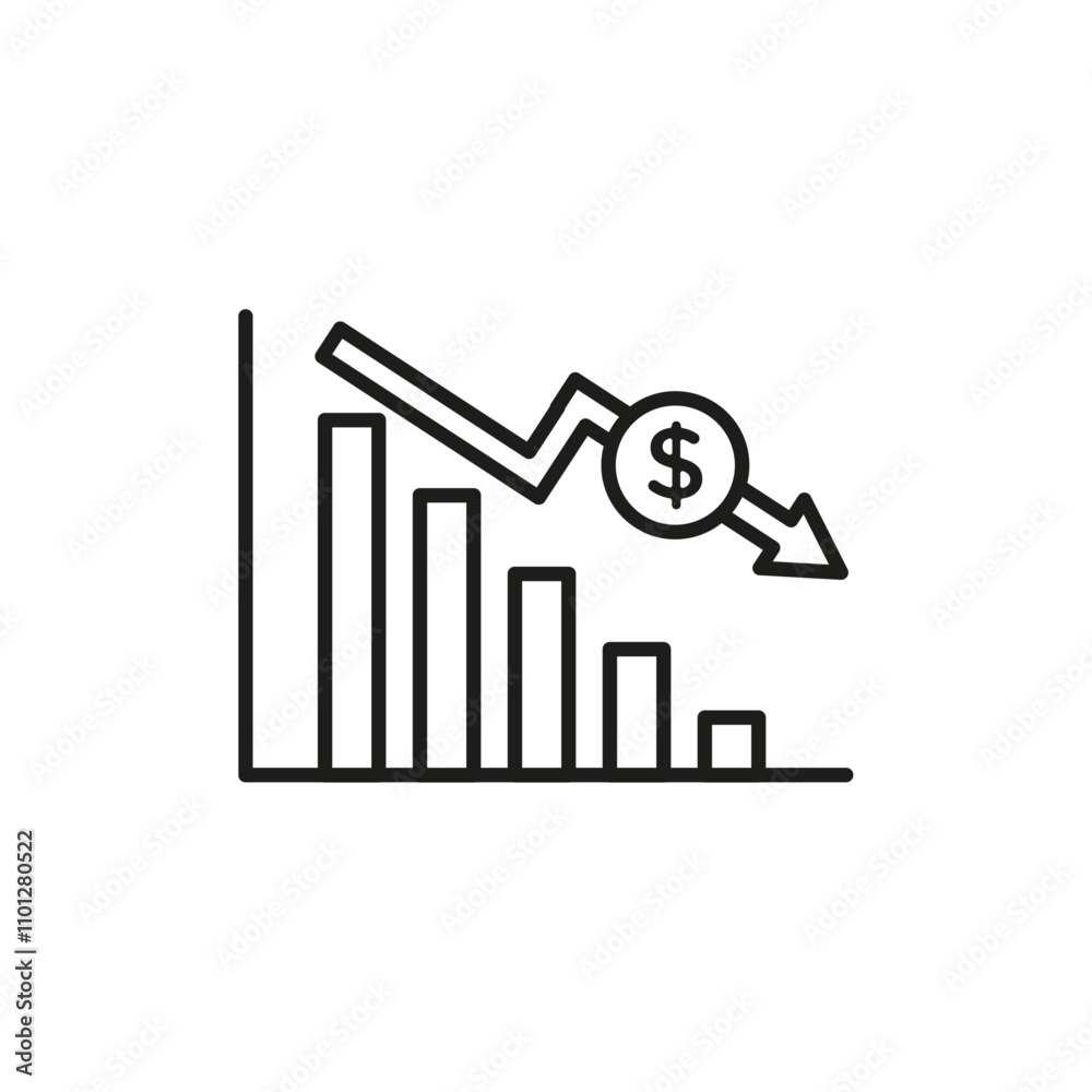 Economy crisis icon Simple thin line flat symbol Economy crisis icon Simple thin line flat symbol