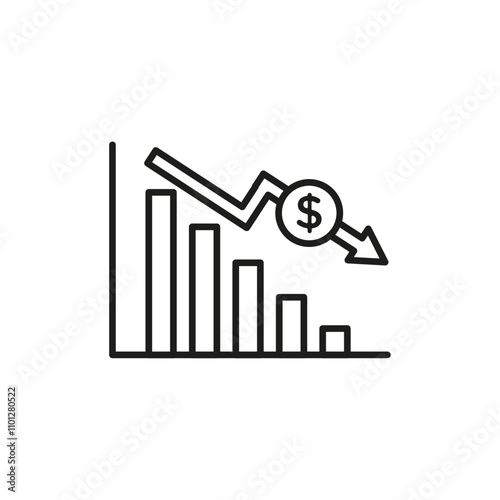 Economy crisis icon Simple thin line flat symbol