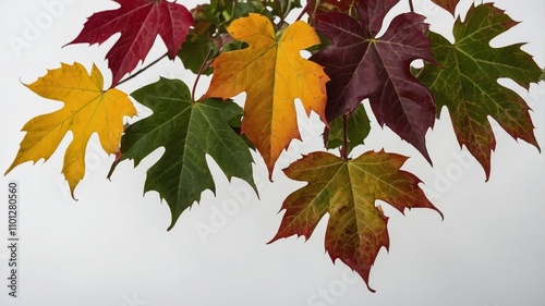 Colorful autumn leaves of five leaved ivy branch photo