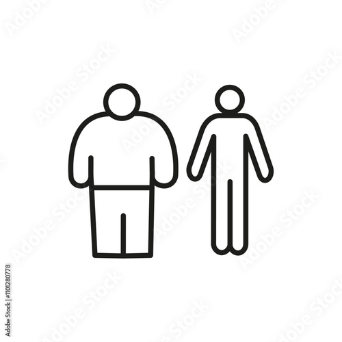 Fat and slim figure icon Simple thin line flat symbol