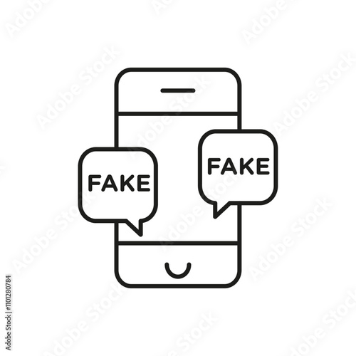 Fake news icon Simple thin line flat symbol