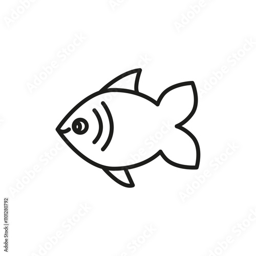 Fish icon Simple thin line flat symbol