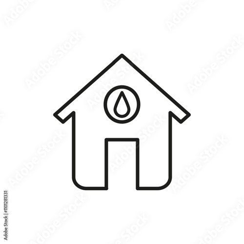 Home air humidity icon Simple thin line flat symbol