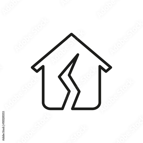House damage icon Simple thin line flat symbol