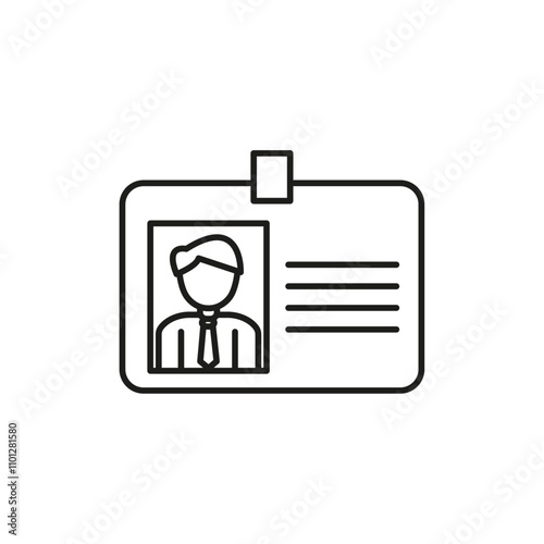 Identification badge icon Simple thin line flat symbol