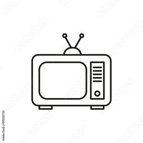 Old TV icon Simple thin line flat symbol